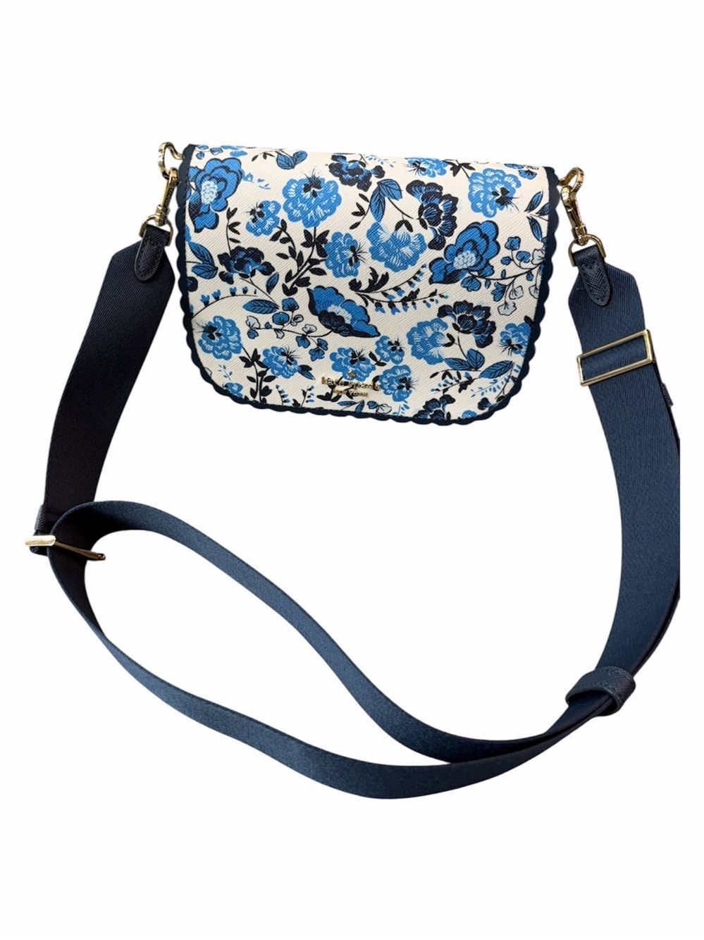 Kate Spade Madison Blue Floral Crossbody Saddle Bag